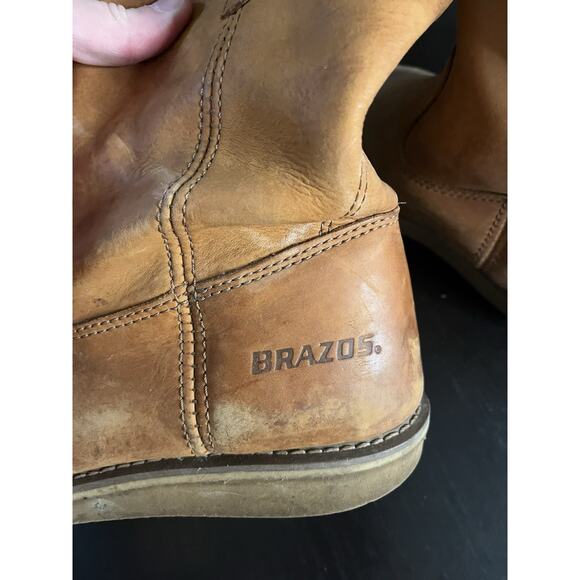Brazos Men’s Leather Work Boots Size 8.5 M - Slip-on Pull-on - Picture 7 of 9